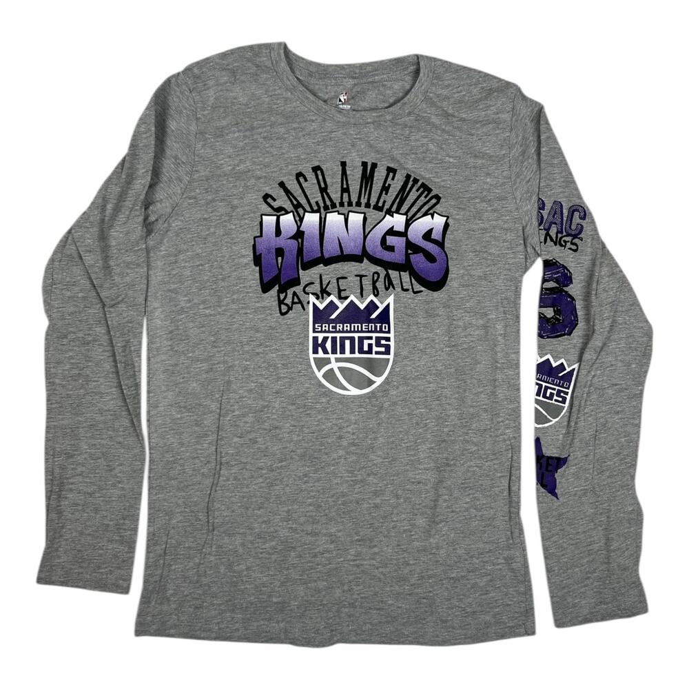Sacramento Kings Long Sleeve Shirt Boys XL Gray Graffiti Graphic NBA Basketball